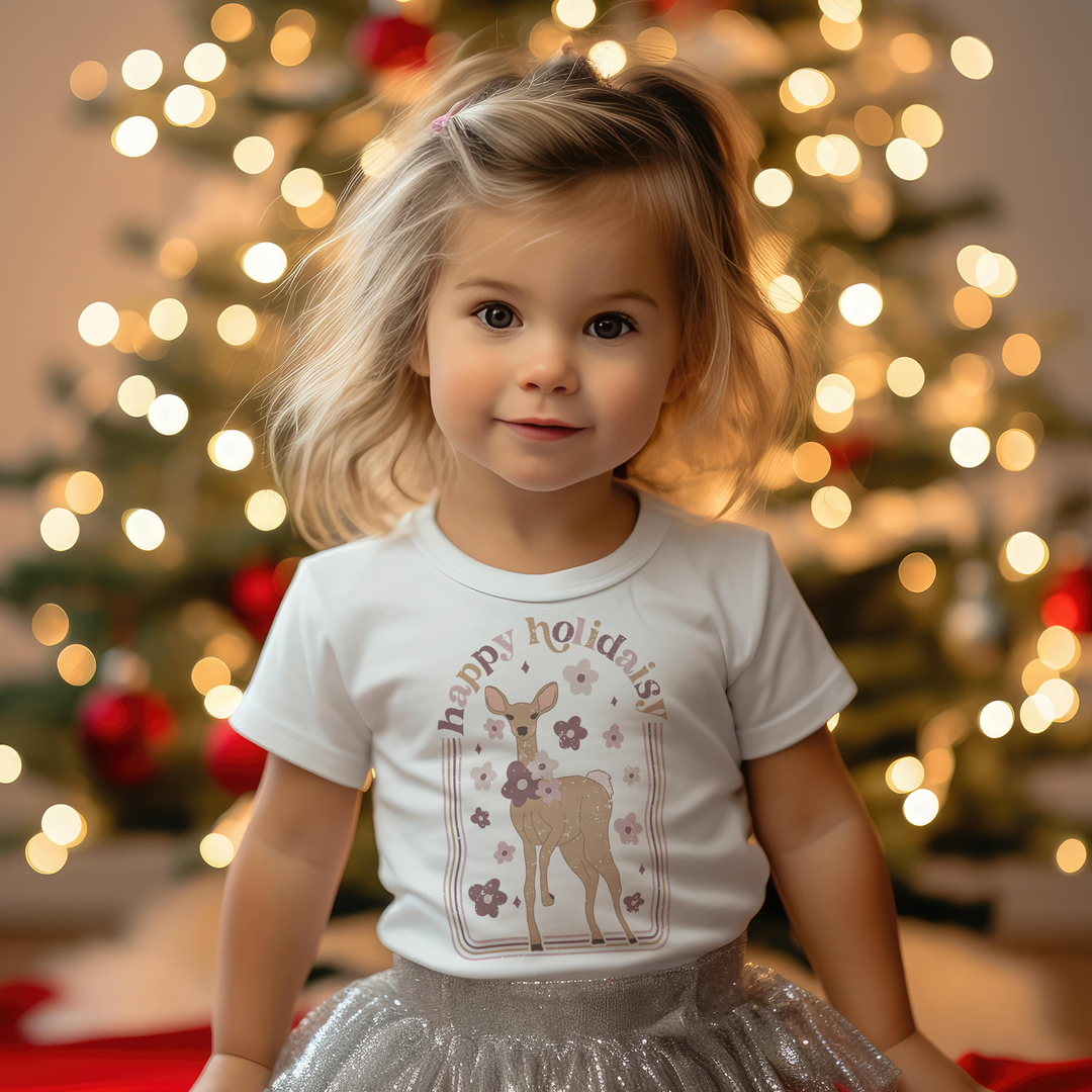 Happy holidaisy. Toddler Christmas shirt from Tees for toddlers and kids.
