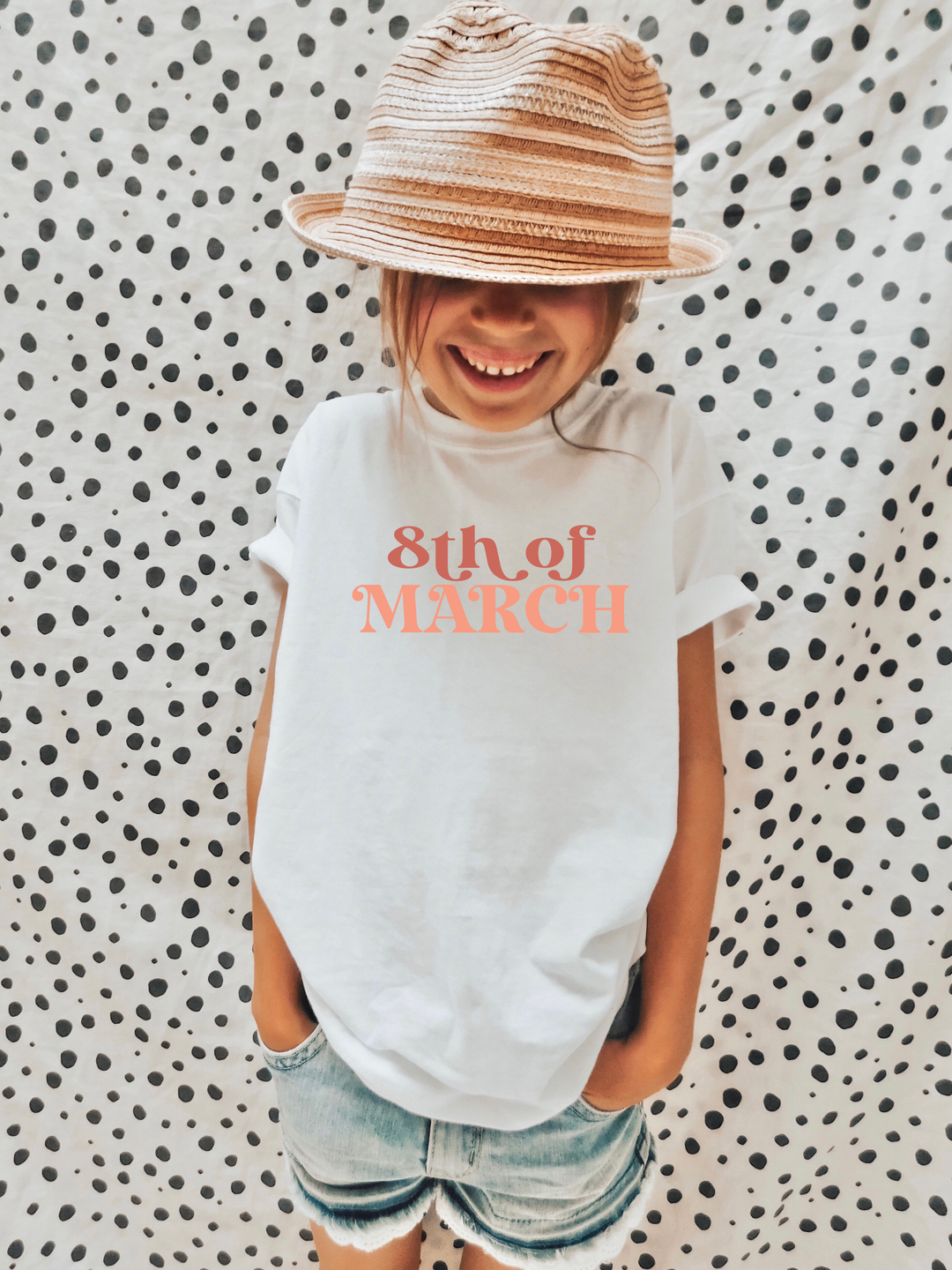 8th Of March. Girl power t-shirts for Toddlers and Kids.