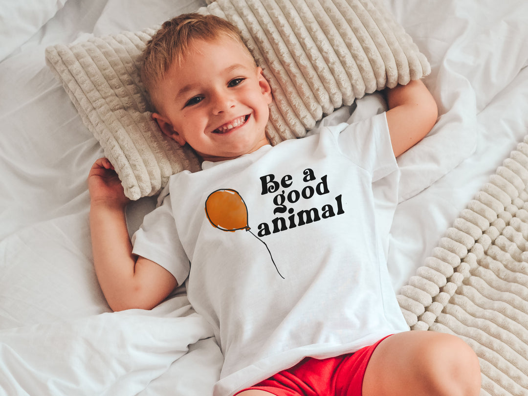 Be A Good Animal. Short Sleeve T-shirt for Toddler and Kids - TeesForToddlersandKids -  t-shirt - seasons, summer, surf - be-a-good-animal-short-sleeve-t-shirt-for-toddler-and-kids
