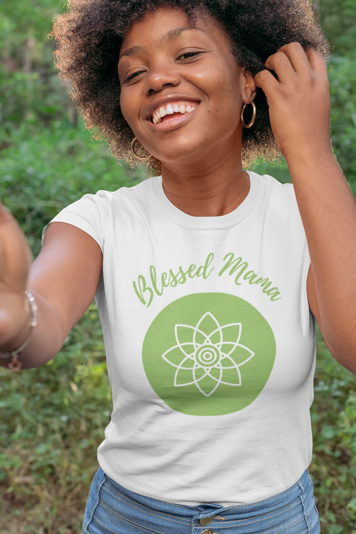 Blessed mama. Lotus flower. Short sleeve t shirt for mama. - TeesForToddlersandKids -  t-shirt - MAMA - blessed-mama-lotus-flower-short-sleeve-t-shirt-for-mama