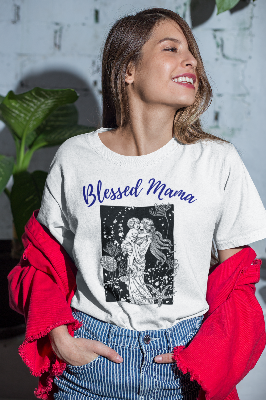Blessed mama. Mother and child II. Short sleeve t shirt for mamas. - TeesForToddlersandKids -  t-shirt - MAMA - blessed-mama-mother-and-child-ii-short-sleeve-t-shirt-for-mamas-1