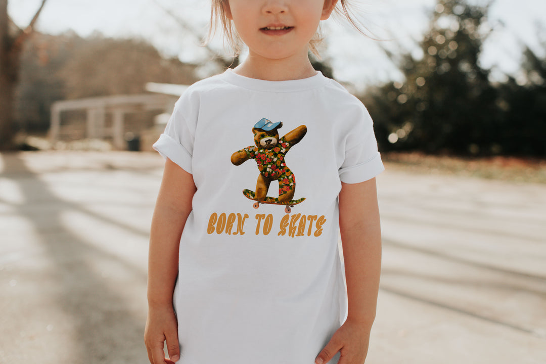 Born To Skate. Short Sleeve T-shirt for Toddler and Kids - TeesForToddlersandKids -  t-shirt - seasons, summer, surf - born-to-skate-short-sleeve-t-shirt-for-toddler-and-kids