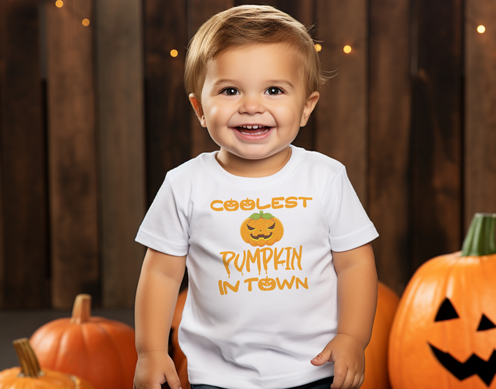 Coolest Pumpkin In Town.           Halloween shirt toddler. Trick or treat shirt for toddlers. Spooky season. Fall shirt kids.