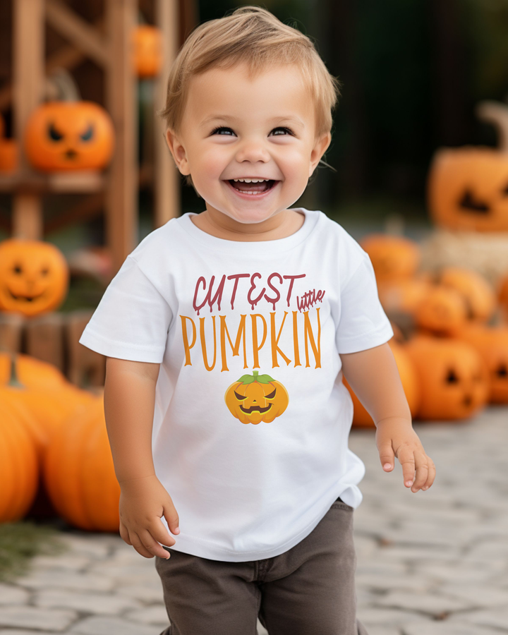 Cutest Little Pumpkin.          Halloween shirt toddler. Trick or treat shirt for toddlers. Spooky season. Fall shirt kids.