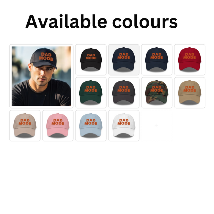 DAD MODE hat | Baseball cap for dad | Trendy baseball hat for dads | Gift for dad | Orange embroidery front