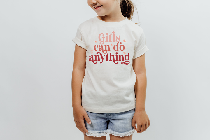 Girls Can Do Anything | Girl power t-shirts for Toddlers and Kids |  Kids Girl Power T-shirt | Toddler Feminist Tee | Girls Can Do Anything Shirt | Empowerment Kids Top | Toddler Gift for Girls | Cute feminist tee