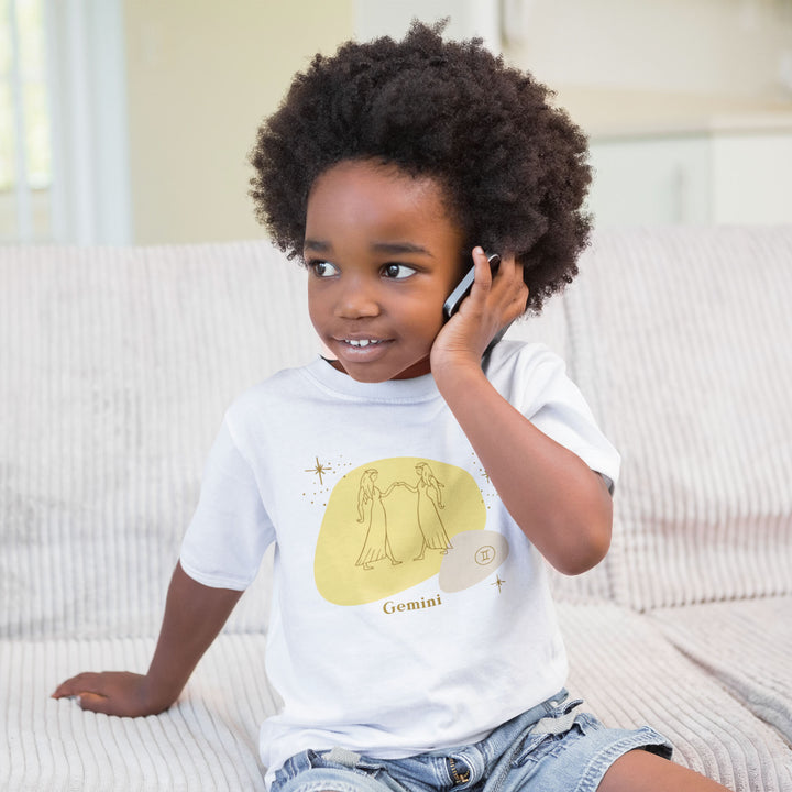 Gemini Yellow. Zodiac sign t-shirts for Toddlers And Kids. - TeesForToddlersandKids -  t-shirt - zodiac - gemini-yellow-short-sleeve-t-shirt-for-toddler-and-kids