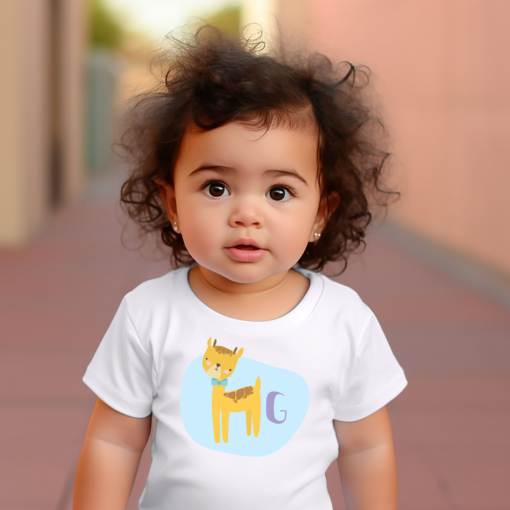 G Giraffe. Short Sleeve T-shirt For Toddler And Kids.