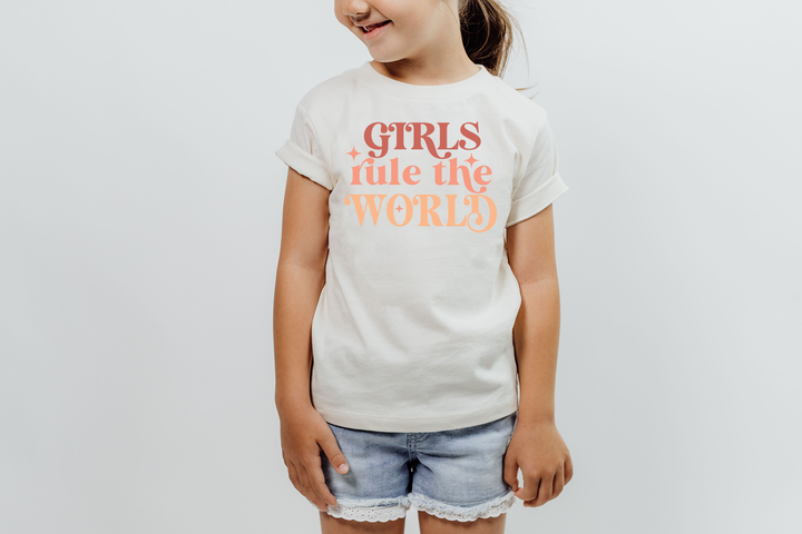 Girls Rule The World. Girl power t-shirts for Toddlers and Kids.