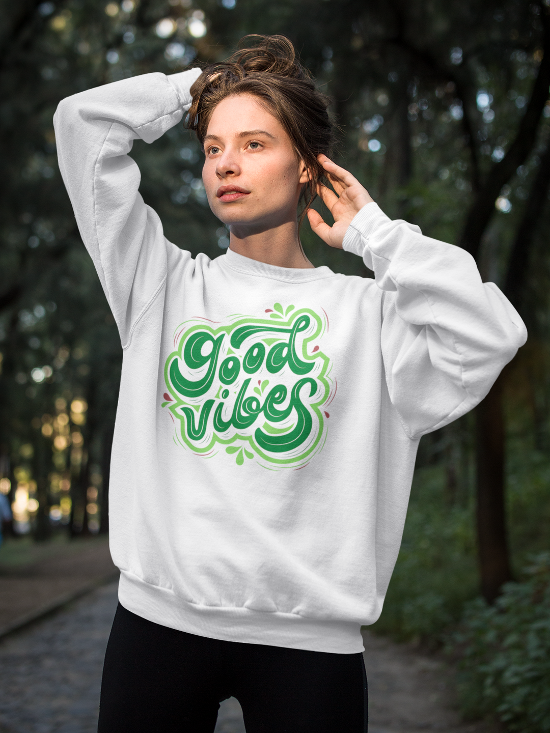 Good Vibes Green. Sweatshirts For Women - TeesForToddlersandKids -  sweatshirt - MAMA, sweatshirt, women - good-vibes-green-sweatshirts-for-women
