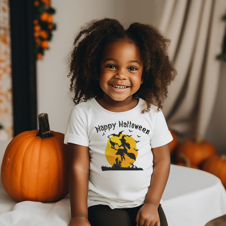 Happy Halloween Flying Witch And Cat.          Halloween shirt toddler. Trick or treat shirt for toddlers. Spooky season. Fall shirt kids.