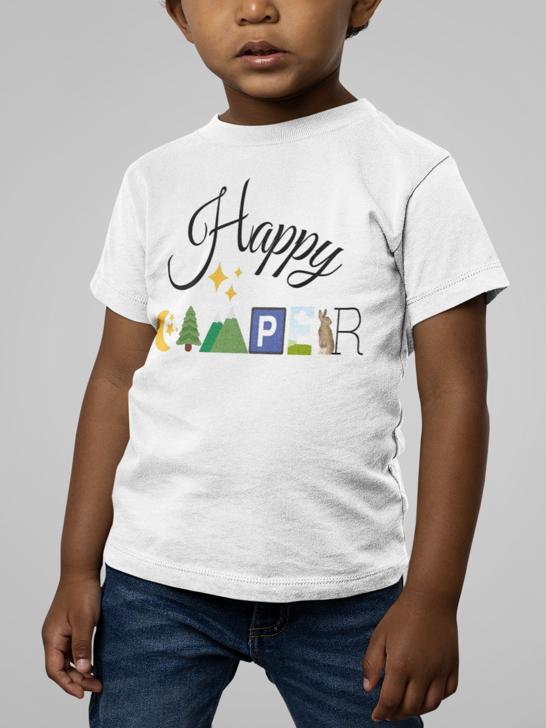 Happy Camper. Short Sleeve T Shirt For Toddler And Kids. - TeesForToddlersandKids -  t-shirt - camping - happy-camper-short-sleeve-t-shirt-for-toddler-and-kids-1