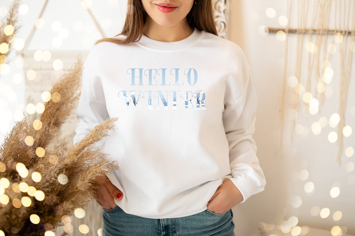 Hello winter. Sweatshirt for mama. - TeesForToddlersandKids -  sweatshirt - christmas, holidays, seasons, winter - hello-winter-sweatshirt-for-mama