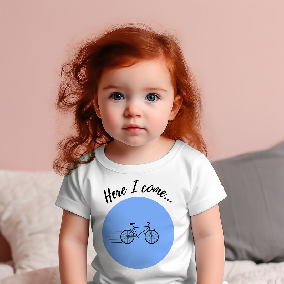 Here I come. T-shirts for toddlers and kids up for a biking adventure. - TeesForToddlersandKids -  t-shirt - biking - here-i-come-short-sleeve-t-shirt-for-toddler-and-kids