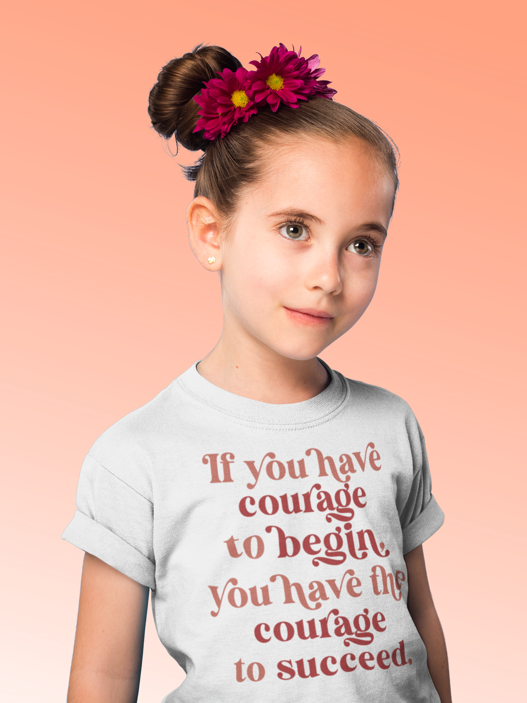 If You Have Courage Red and Pink. Girl power t-shirts for Toddlers and Kids.