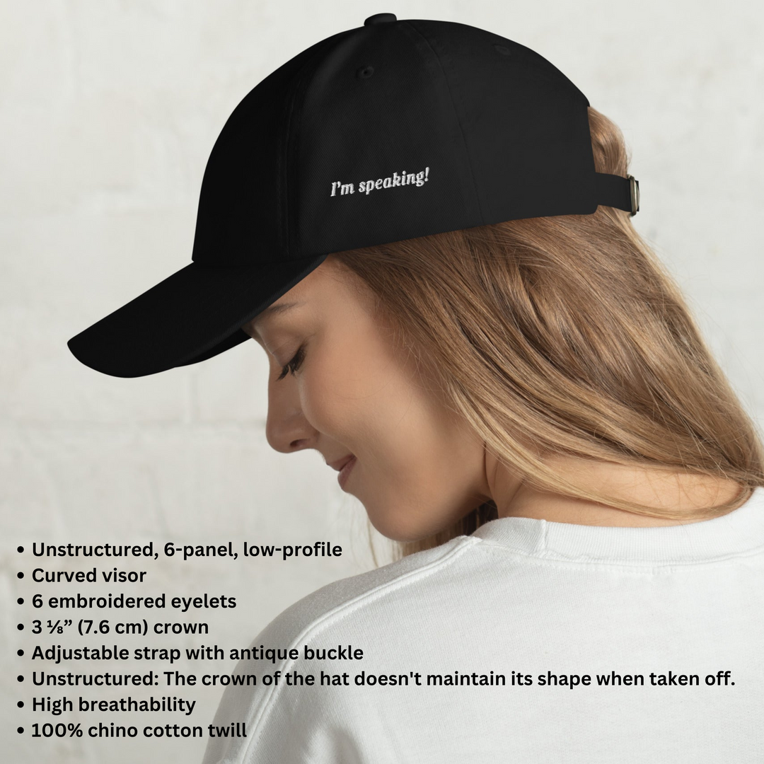 I'm speaking cap | Kamala quote | Embroidery | baseball cap|  Kamala hat for women | Comma la hat | Kamala Harris Hat