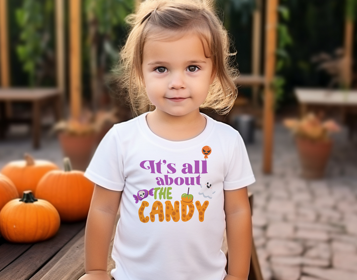 It's All About The Candy.           Halloween shirt toddler. Trick or treat shirt for toddlers. Spooky season. Fall shirt kids.