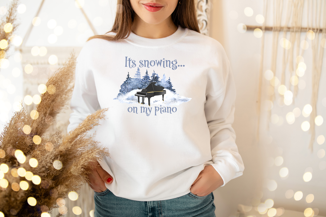 It's snowing on my piano. Sweatshirt for mama. - TeesForToddlersandKids -  sweatshirt - christmas, holidays, women - its-snowing-on-my-piano-sweatshirt-for-mama