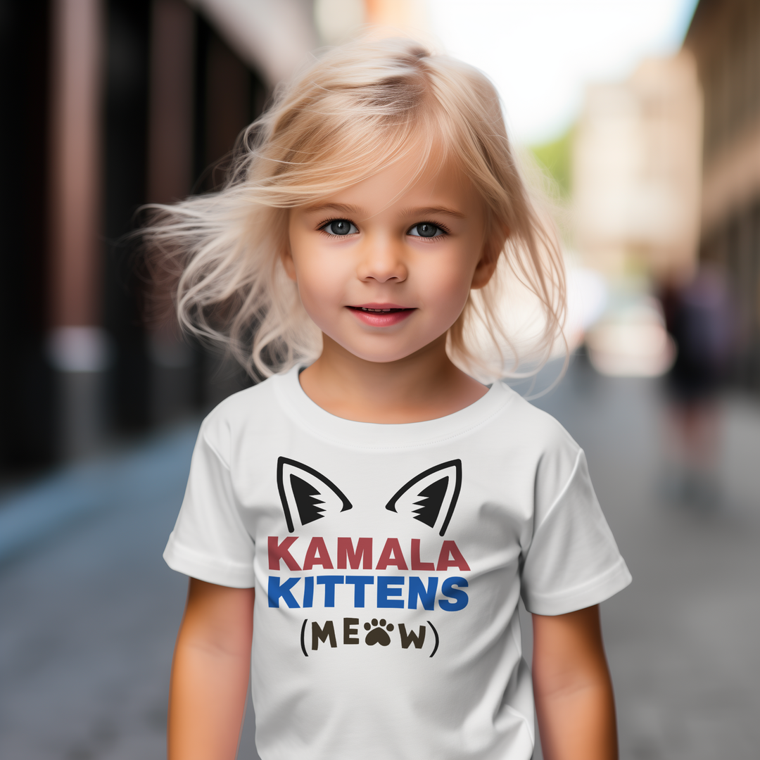 Kamala Kittens Meaow shirt for toddlers and kids | Patriot colours | Funny cat lady shirt | Feminist Kamala tee