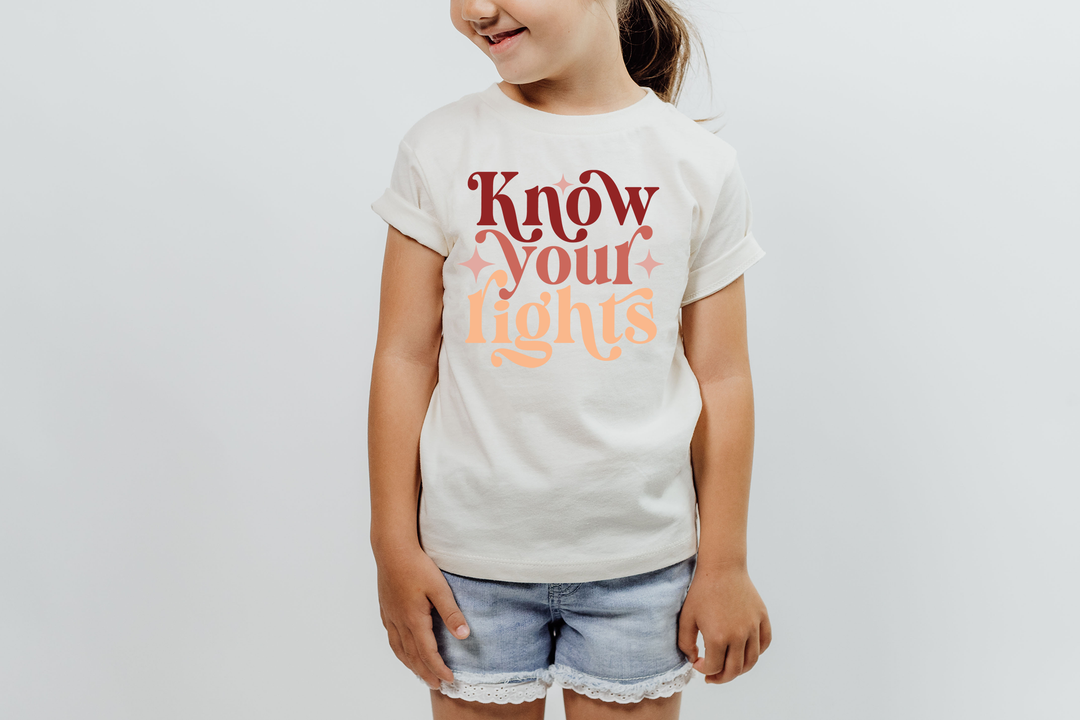 Know Your Rights In Pink Hues. Girl power t-shirts for Toddlerss and Kids.