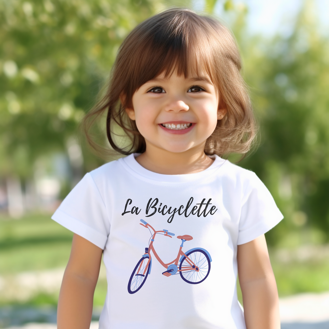 La Bicyclette. T-shirts for toddlers and kids up for a biking adventure. - TeesForToddlersandKids -  t-shirt - biking - la-bicyclette-short-sleeve-t-shirt-for-toddler-and-kids-the-biking-series