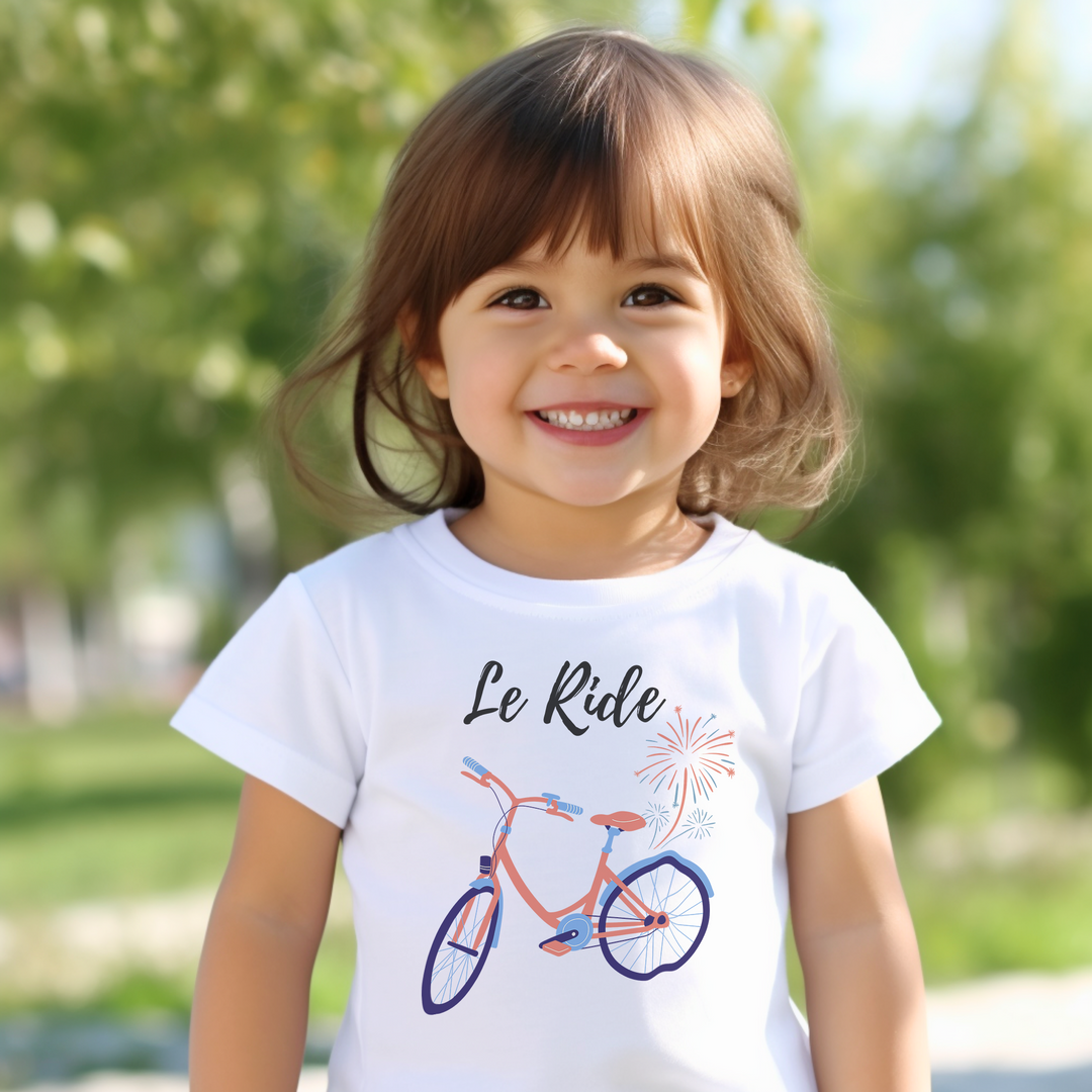 Le Ride, with sparkle. T-shirts for toddlers and kids up for a biking adventure. - TeesForToddlersandKids -  t-shirt - biking - le-ride-with-sparkle-short-sleeve-et-shirt-for-toddler-and-kids-the-biking-series