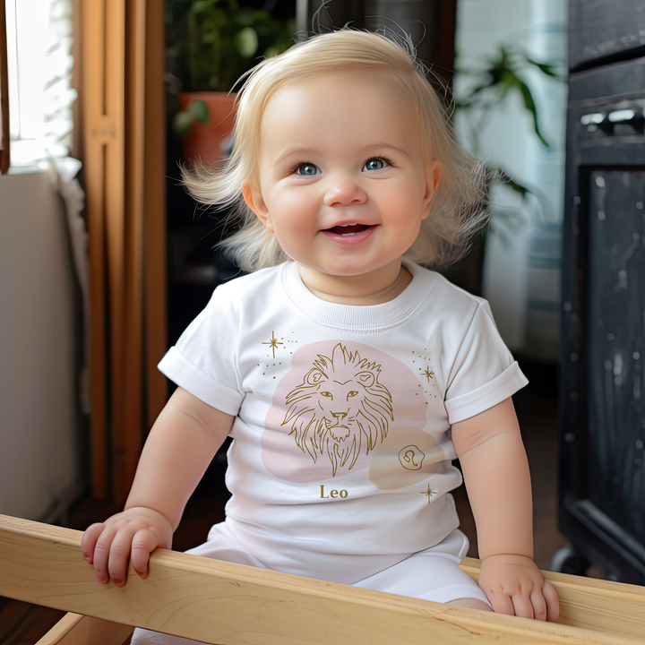 Leo Pink. Zodiac sign t-shirts for Toddlers And Kids. - TeesForToddlersandKids -  t-shirt - zodiac - leo-pink-short-sleeve-t-shirt-for-toddler-and-kids