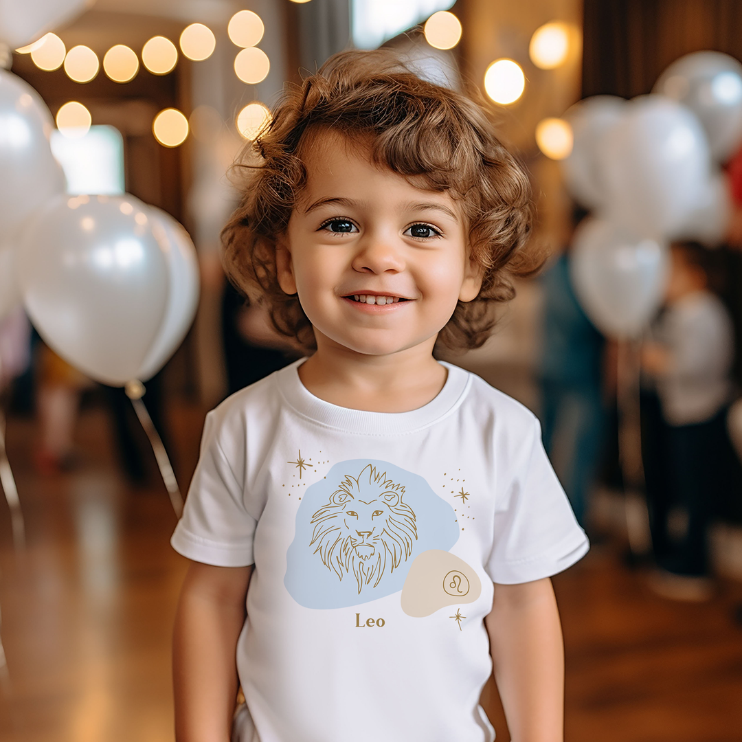 Leo Blue. Zodiac sign t-shirts for Toddlers And Kids. - TeesForToddlersandKids -  t-shirt - zodiac - leo-blue-short-sleeve-t-shirt-for-toddler-and-kids