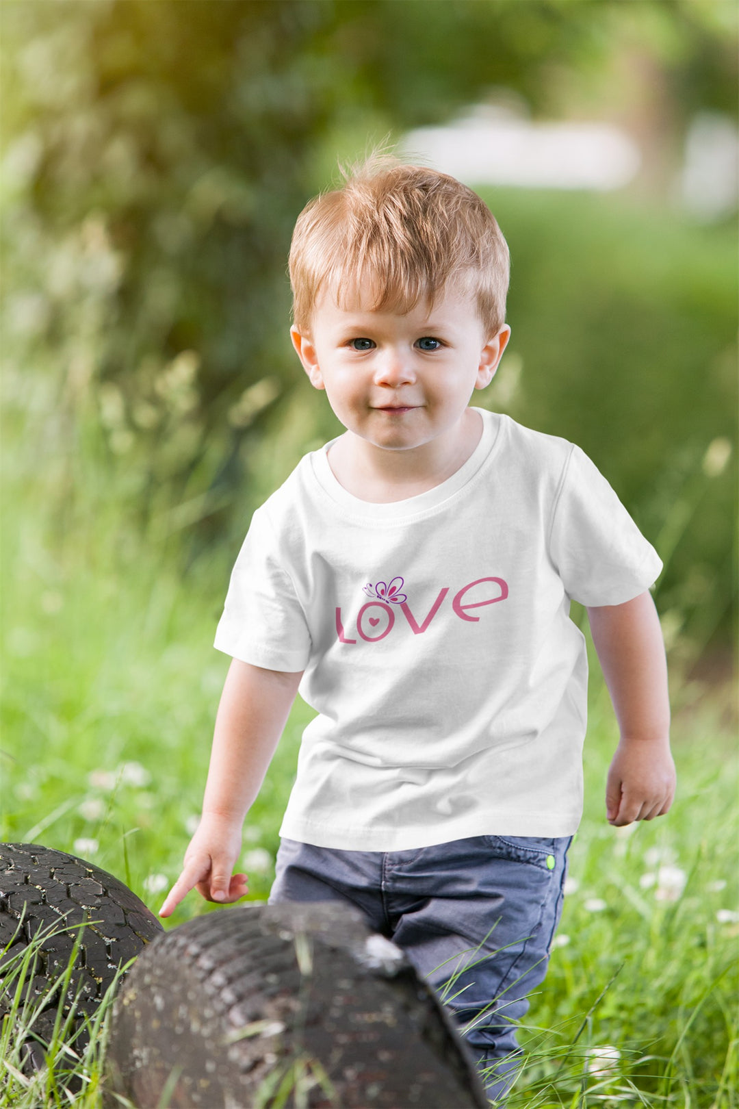 Love With Butterfly. Short Sleeve T Shirt For Toddler And Kids. - TeesForToddlersandKids -  t-shirt - holidays, Love - love-with-butterfly-short-sleeve-t-shirt-for-toddler-and-kids
