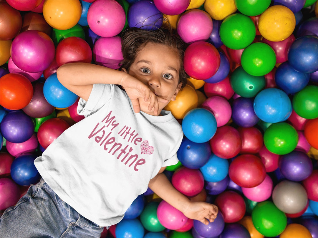 My Little Valentine With Heart Loply. Short Sleeve T Shirt For Toddler And Kids. - TeesForToddlersandKids -  t-shirt - holidays, Love - my-little-valentine-with-heart-loply-short-sleeve-t-shirt-for-toddler-and-kids