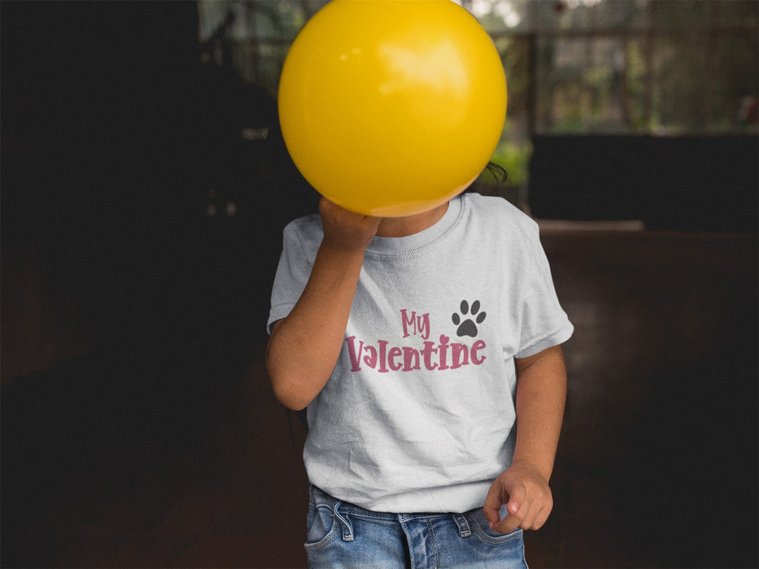 My Valentine Paw. Short Sleeve T Shirt For Toddler And Kids. - TeesForToddlersandKids -  t-shirt - holidays, Love - my-valentine-paw-short-sleeve-t-shirt-for-toddler-and-kids