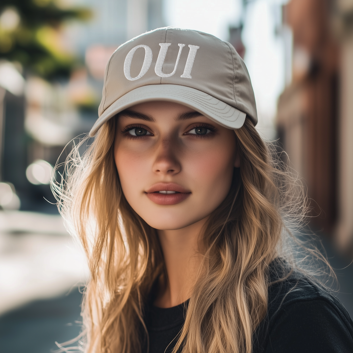 OUI baseball cap | French Style Cap | Embroidery hat | Chic cap | Trendy baseball cap | French saying | Baseball hat French | Stone