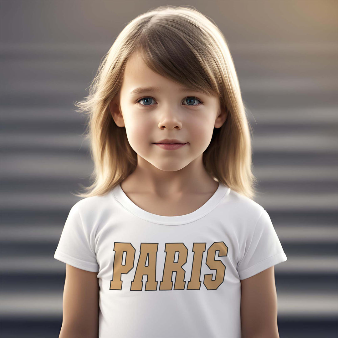 PARIS mustard brown varsity letters | Toddler shirts | Paris France Vacation | Toddlers gift | Toddler Birthday Gifts