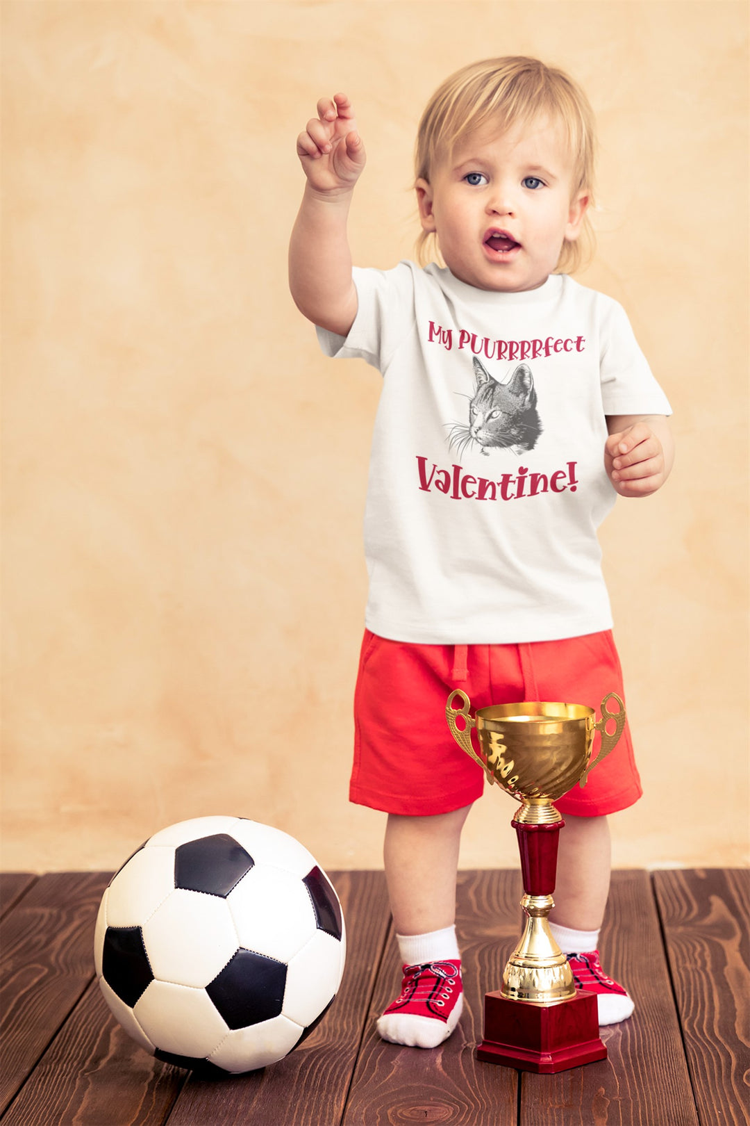Purrrrfect Valentine. Short Sleeve T Shirt For Toddler And Kids. - TeesForToddlersandKids -  t-shirt - holidays, Love - purrrrfect-valentine-short-sleeve-t-shirt-for-toddler-and-kids