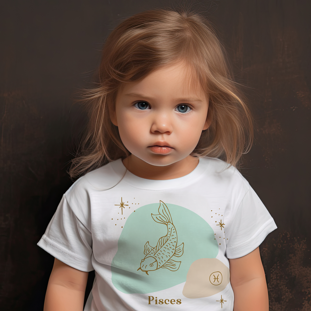 Pisces Green. Zodiac sign t-shirts for Toddlers And Kids. - TeesForToddlersandKids -  t-shirt - zodiac - pisces-green-short-sleeve-t-shirt-for-toddler-and-kids