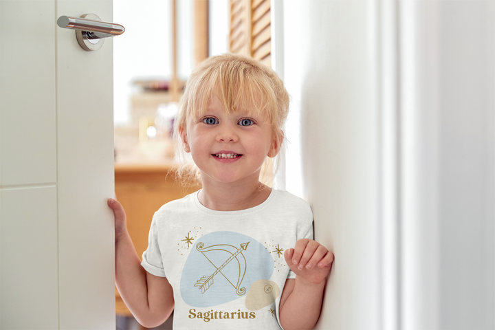 Sagittarius Zodiac sign t-shirt in blue for toddlers and kids - TeesForToddlersandKids -  t-shirt - zodiac - sagittarius-zodiac-sign-t-shirt-for-toddlers-and-kids-3