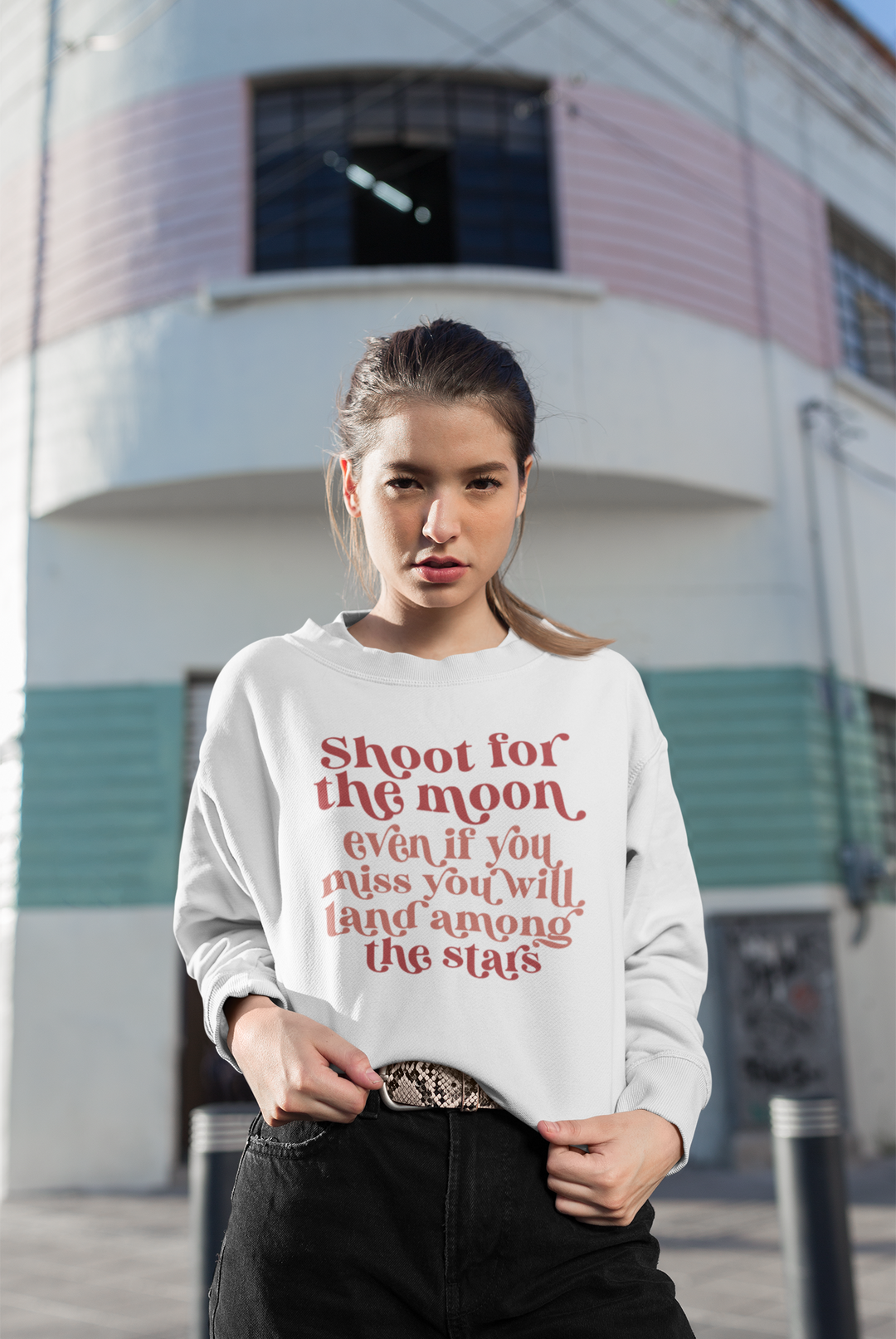 Shoot For The Moon. Sweatshirts For Women - TeesForToddlersandKids -  sweatshirt - MAMA, sweatshirt, women - shoot-for-the-moon-sweatshirts-for-women