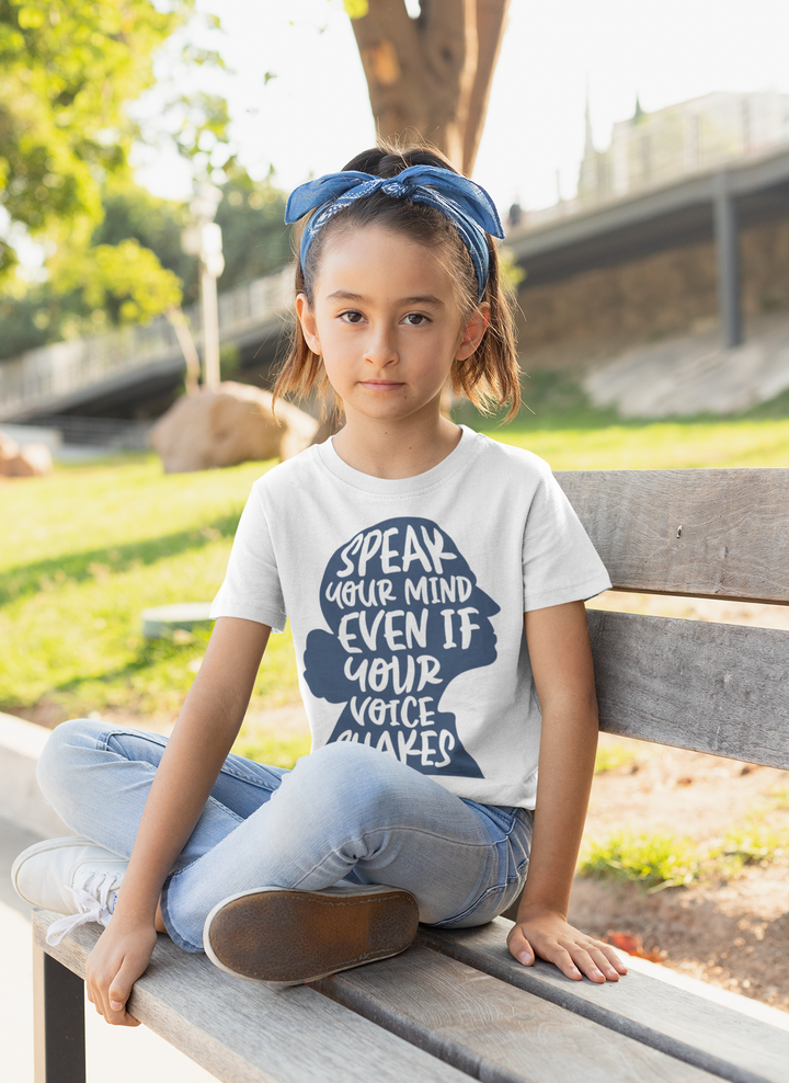 Speak Your Mind Even If Rbg In Profile Navy. Girl power t-shirts for Toddlerss and Kids.