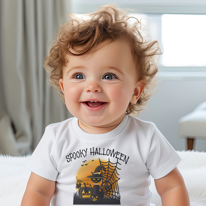 Spooky Halloween Cat And Spider.           Halloween shirt toddler. Trick or treat shirt for toddlers. Spooky season. Fall shirt kids.