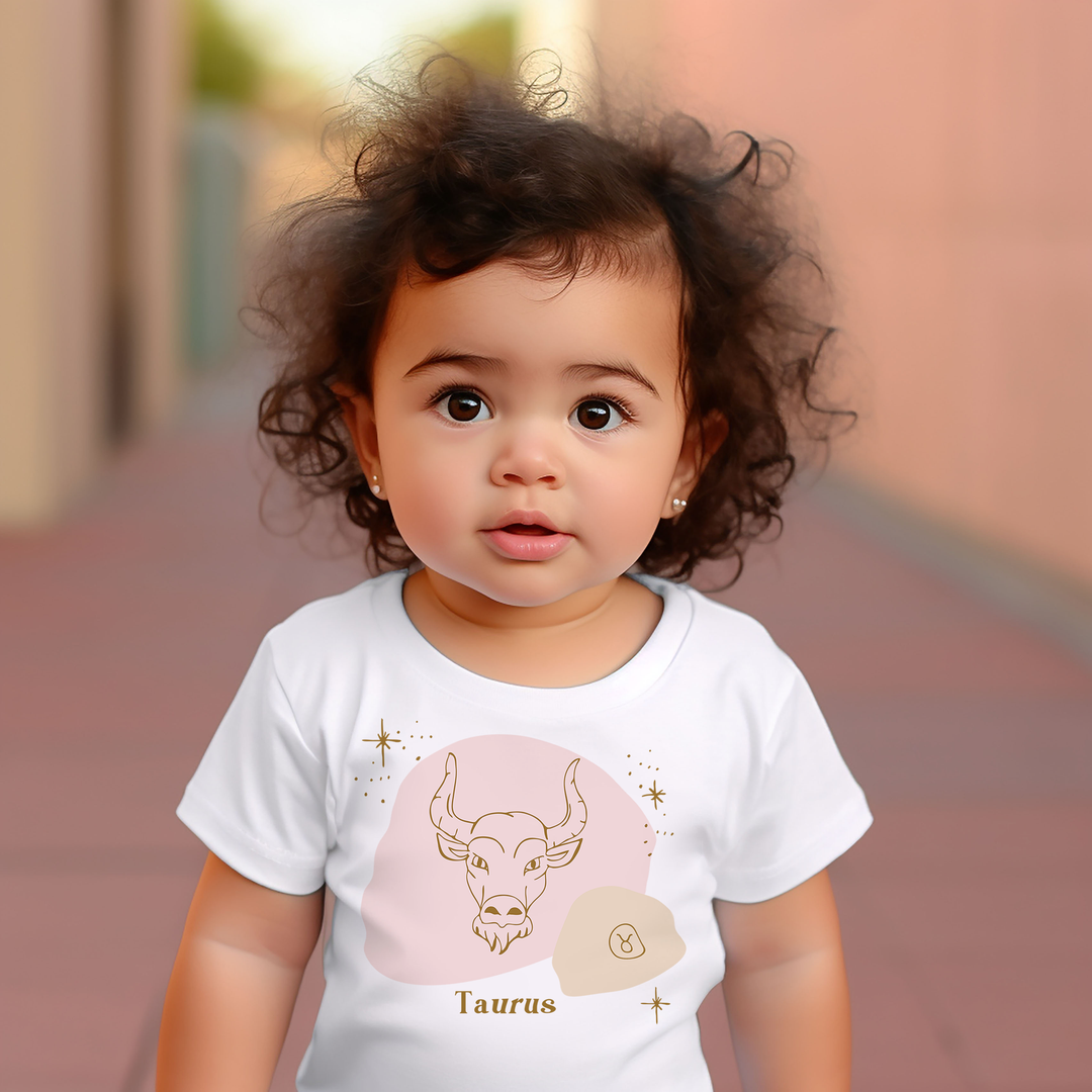 Taurus Pink. Zodiac sign t-shirts for Toddlers And Kids. - TeesForToddlersandKids -  t-shirt - zodiac - taurus-pink-short-sleeve-t-shirt-for-toddler-and-kids