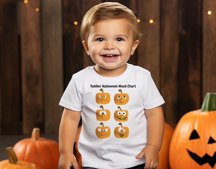 Toddler Halloween Mood Chart. Short sleeve t shirt for toddlers and kids. Halloween shirt toddler. Trick or treat shirt for toddlers. Spooky season. Fall shirt kids.