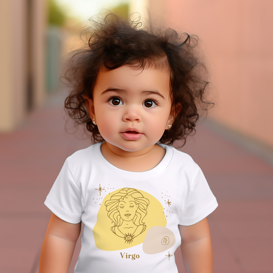 Virgo Yellow. Zodiac sign t-shirts for Toddlers And Kids. - TeesForToddlersandKids -  t-shirt - zodiac - virgo-yellow-short-sleeve-t-shirt-for-toddler-and-kids