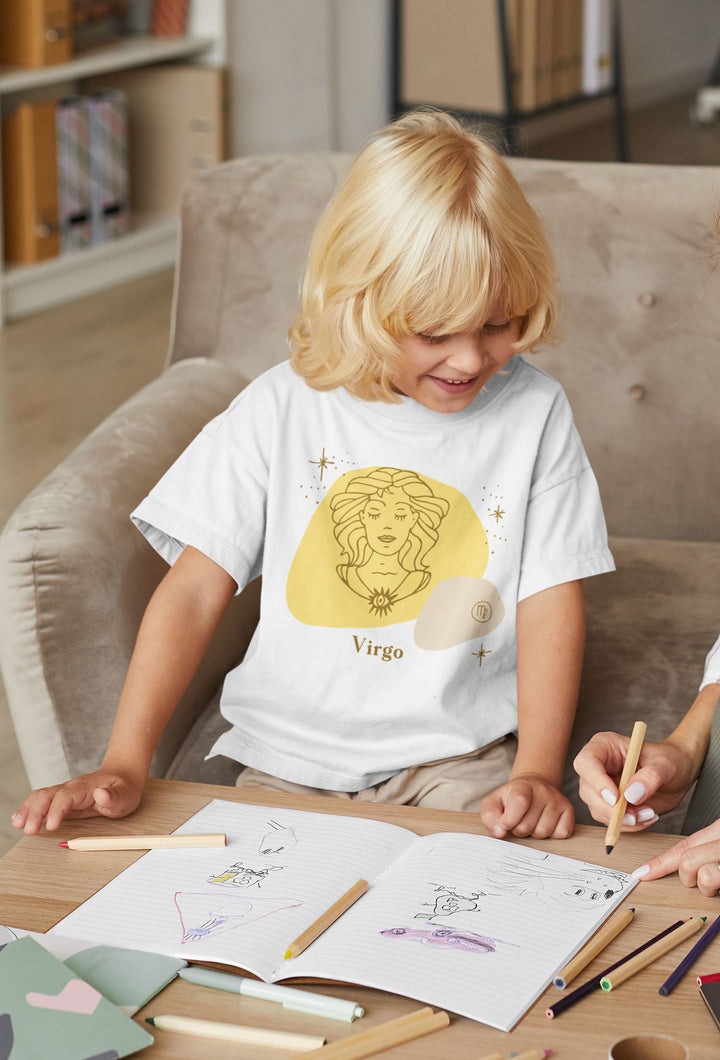 Virgo Yellow. Zodiac sign t-shirts for Toddlers And Kids. - TeesForToddlersandKids -  t-shirt - zodiac - virgo-yellow-short-sleeve-t-shirt-for-toddler-and-kids