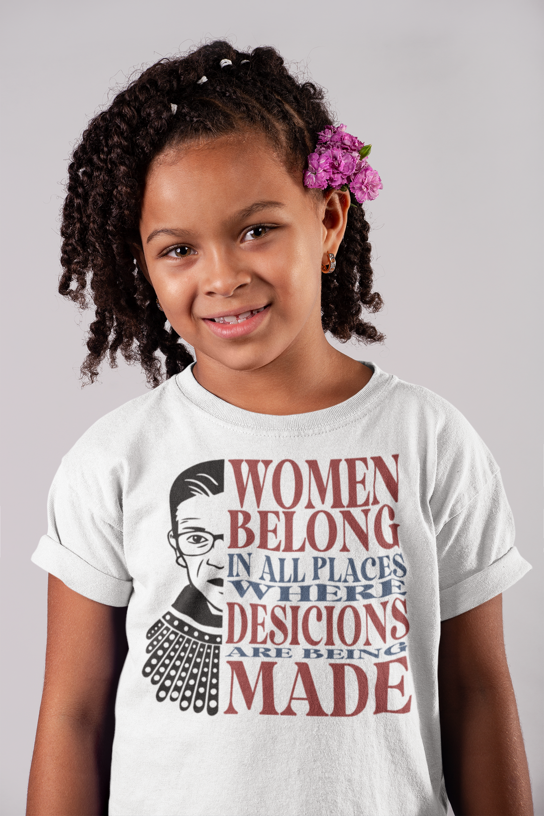 Women Belong In All Places Navy and Red - RBG. Girl power t-shirts for Toddlers and Kids.