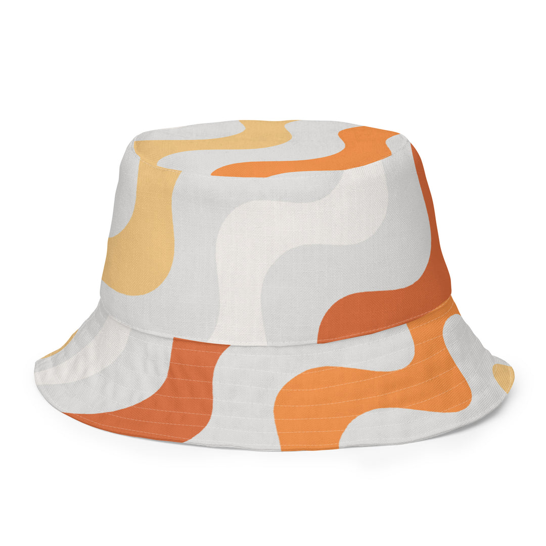 Retro waves! White feathers! Reversible bucket hat - TeesForToddlersandKids -  hat - reversible bucket hat - retro-waves-reversible-bucket-hat