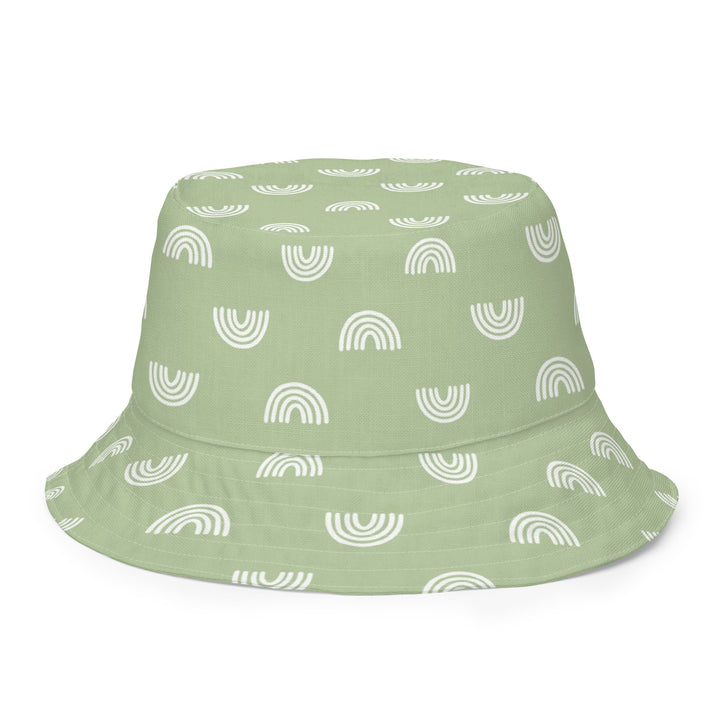 Green rainbows and sweet daisies. Reversible bucket hat - TeesForToddlersandKids -  hat - reversible bucket hat - green-rainbows-reversible-bucket-hat