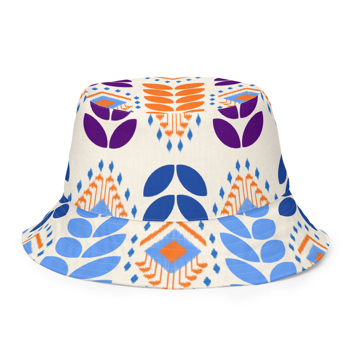 Ethnic and flowers. Reversible bucket hat - TeesForToddlersandKids -  hat - reversible bucket hat - ethnic-and-flowers-reversible-bucket-hat