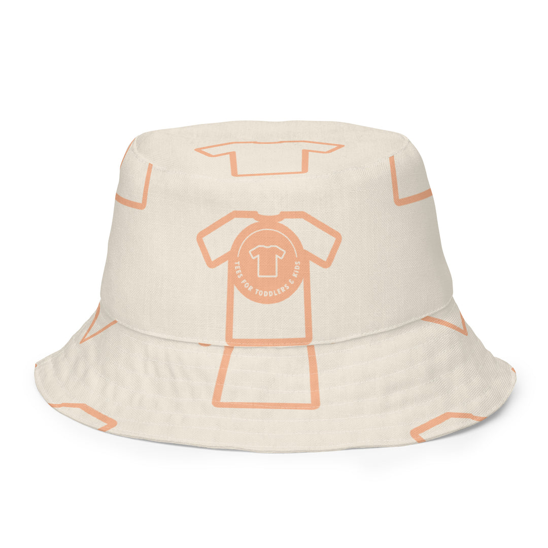 Coral and Tees. Reversible bucket hat - TeesForToddlersandKids -  hat - reversible bucket hat - tees-in-coral-reversible-bucket-hat