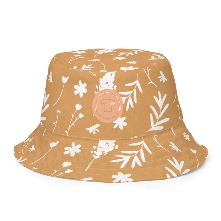 Ethnic and flowers. Reversible bucket hat - TeesForToddlersandKids -  hat - reversible bucket hat - ethnic-and-flowers-reversible-bucket-hat