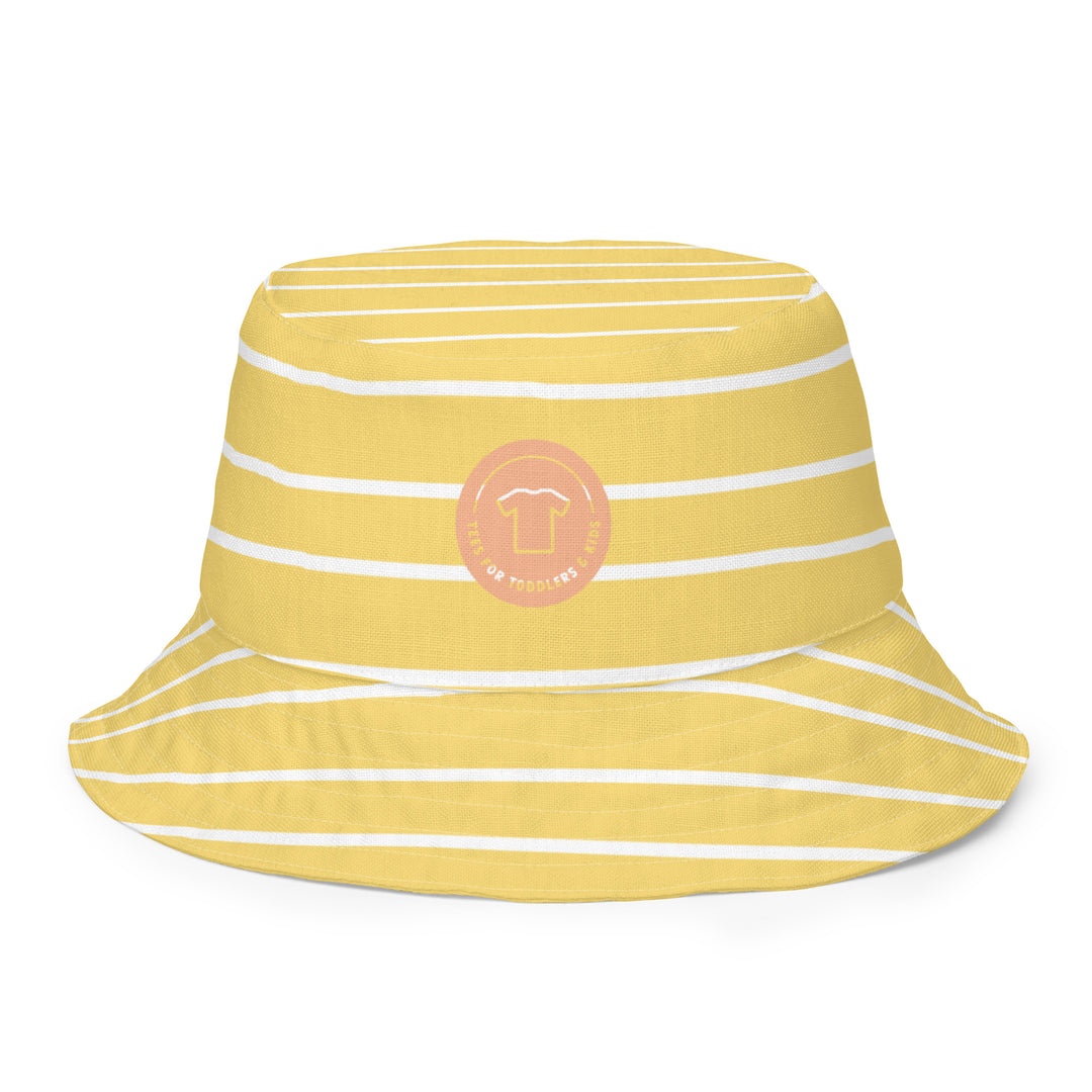 Daisies and stripes. Reversible bucket hat - TeesForToddlersandKids -   - reversible bucket hat - daisies-and-stripes-reversible-bucket-hat